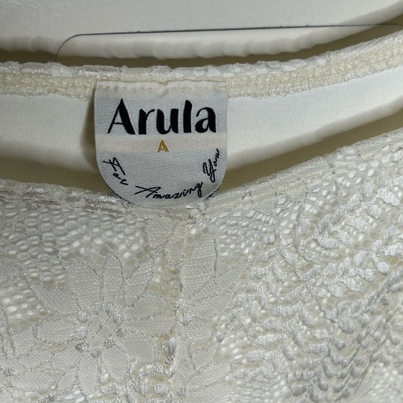 Arula Women’s 1X Gardenia Lace Crop Faux Corset Top Cream Scoop Neck Boho Floral - Picture 4 of 8